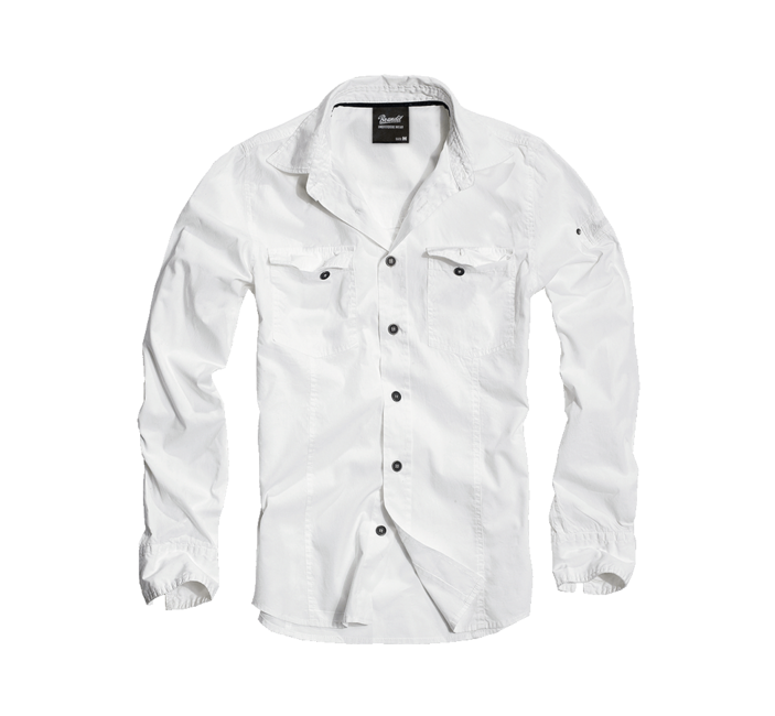 Brandit Slim Fit Πουκάμισο με Μακριά Μανίκια, Λευκό