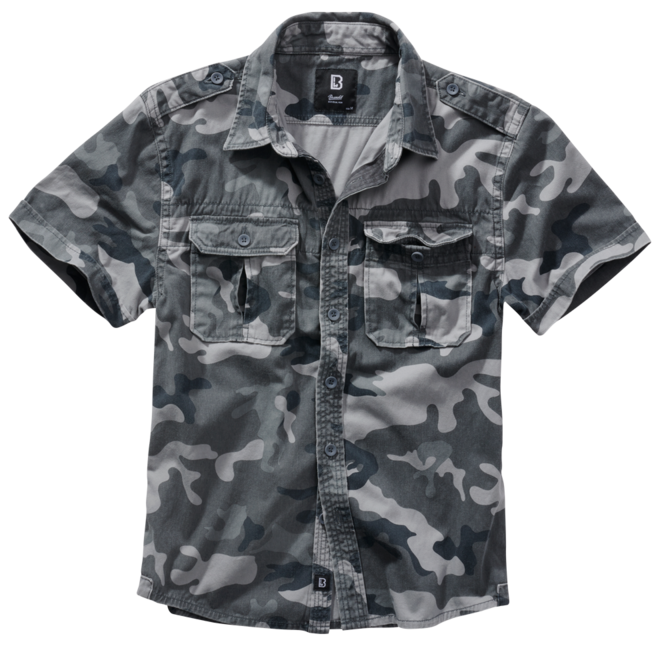 Brandit Vintage Κοντομάνικο Πουκάμισο, γκρι camo
