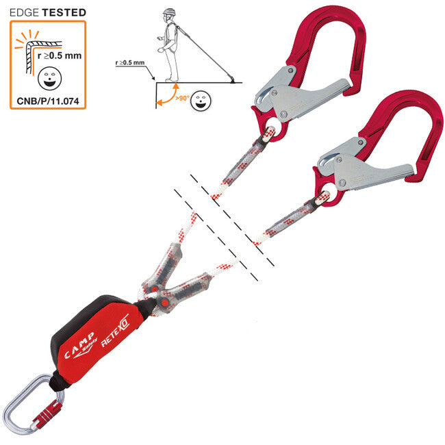 CAMP Retexo Rope Double σετ σύστημα συγκράτησης πτώσης με σχοινιά και άγκιστρα, 135 cm