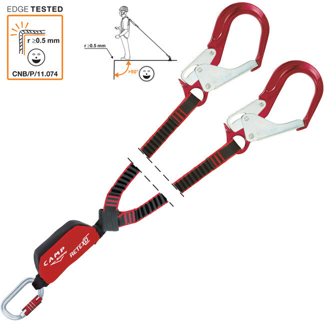 CAMP Hook Plus Σύνολο Συστήματος Πτώσης με Ελαστικό Σχοινί και Άγκιστρα στην Παλάμη Retexo Rewind Double 120 - 180 cm