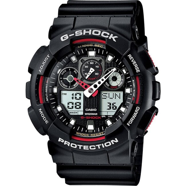 Casio G-Shock GA-100-1A4ER ρολόι, μαύρο/κόκκινο