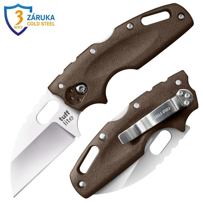 Cold Steel Tuff Lite Διπλό Μαχαίρι Πτύσσης Plain, Καφέ Λαβή (AUS8A)