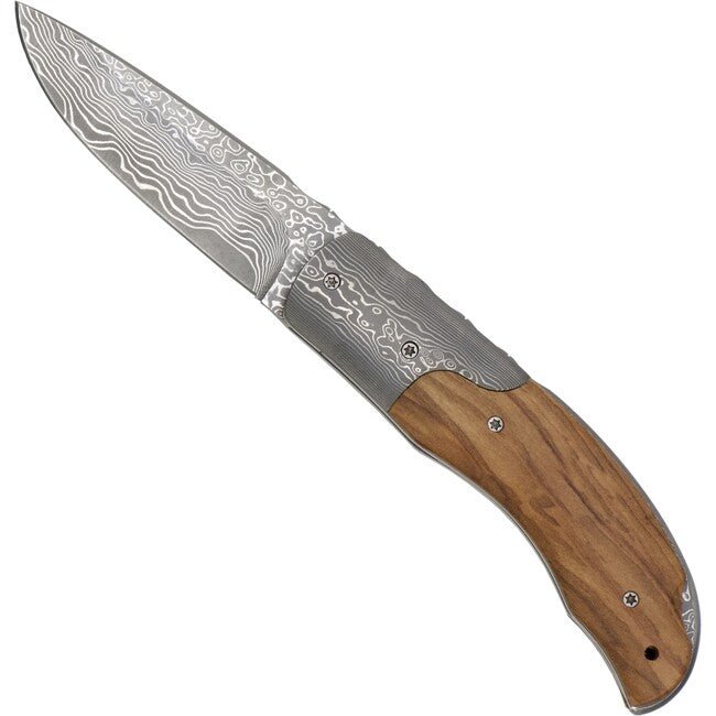 Haller Damast Μαχαίρι Επιβίωσης με Ατσάλι Damask, Ελιά Ξύλο