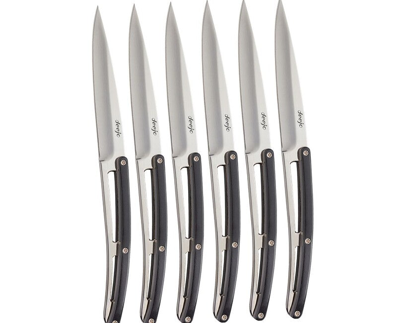 Deejo σετ 6 μαχαιριών λαμπερή λάμα, ebony wood