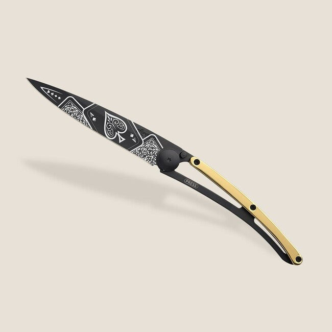 Deejo GOLD Tattoo Αναδιπλούμενο Μαχαίρι 23kt Yellow, Good Luck