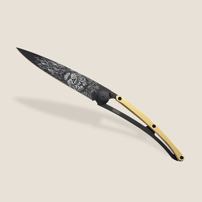 Deejo GOLD Tattoo Μαχαίρι Αναδιπλούμενο 23kt yellow, Lion