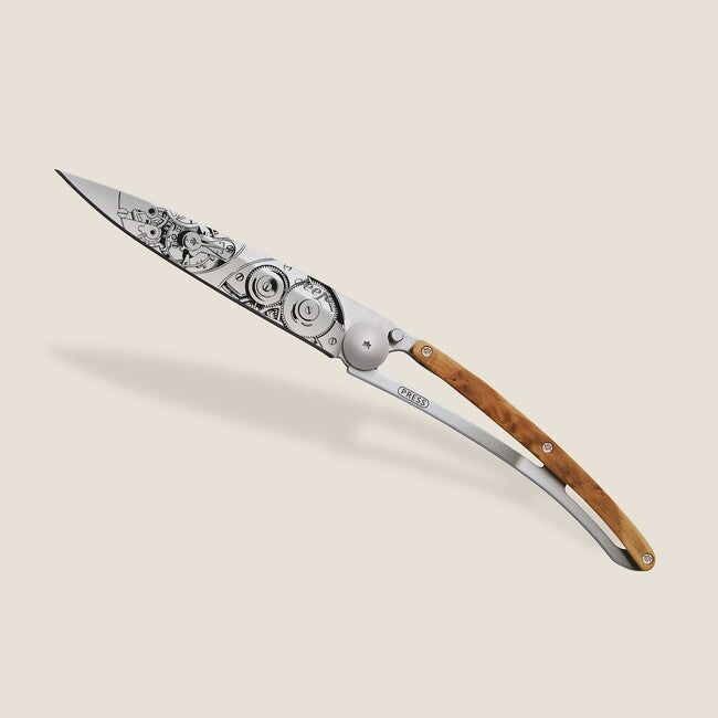 Deejo Horlogéria Μαχαίρι Πτυσσόμενο Juniper Wood Grey Titanium Watchmaker