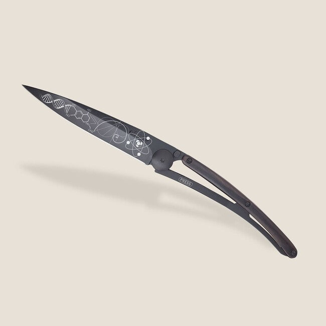 Deejo Tattoo Μαχαίρι Αναδιπλούμενο, Μαύρο Ebony Wood Science