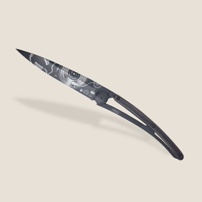 Deejo Tattoo Μαχαίρι Πτυσσόμενο Black Ebony Wood Vinyl