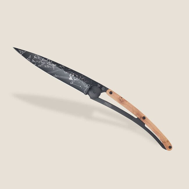 Deejo Tattoo Μαχαίρι με Κλείσιμο Μαύρο Ξύλο Juniper Ski
