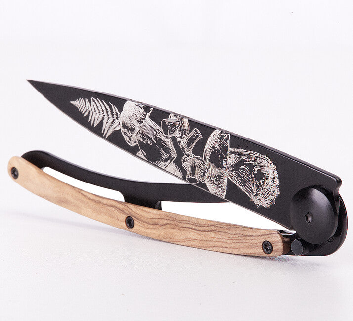 Deejo Tattoo Μαχαίρι Αναδιπλούμενο Black Olive Wood, Mushroom