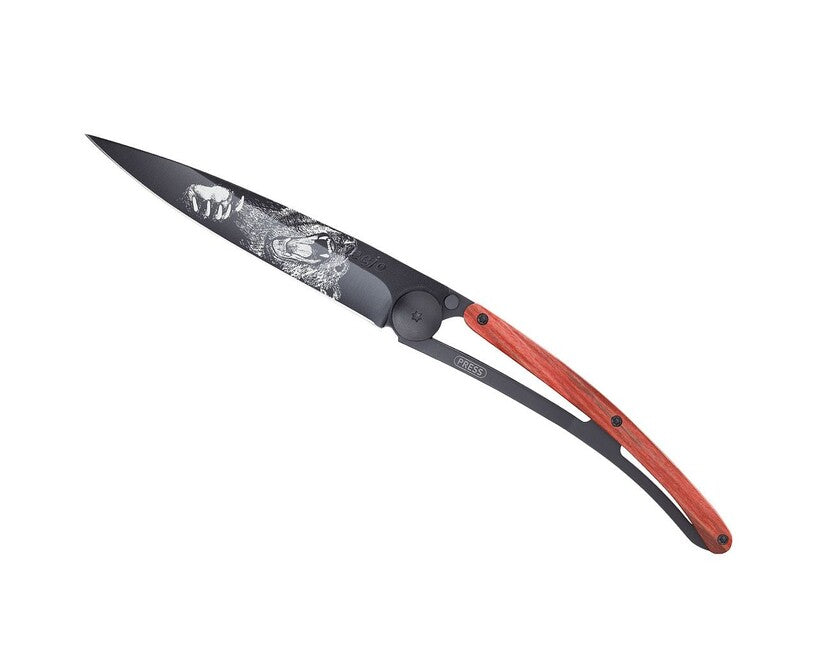 Deejo Tattoo Αναδιπλούμενο Μαχαίρι Grizzly, Black red beech