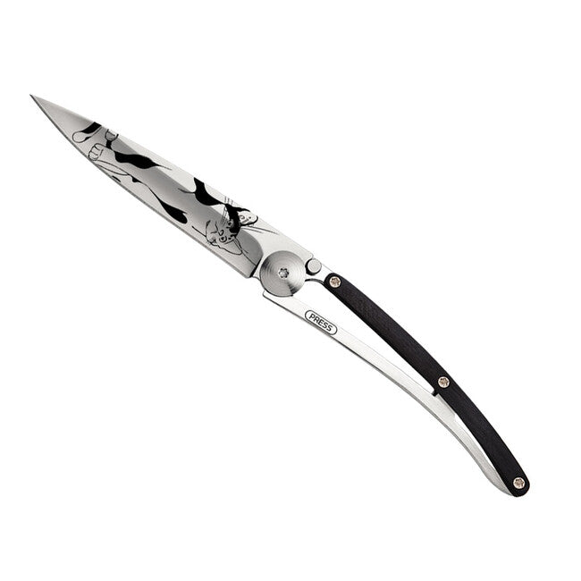 Deejo Tattoo Μαχαίρι Αναδιπλούμενο Ebony Wood Cat