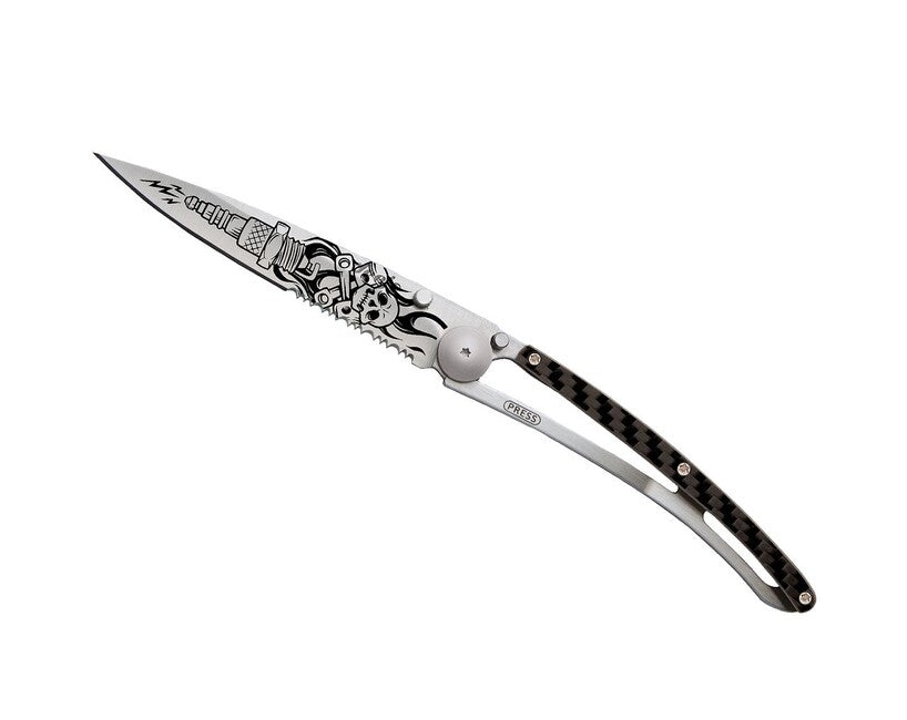 Deejo Tattoo Μαχαίρι Πτυσσόμενο Serration Titanium Carbon Fiber Biker