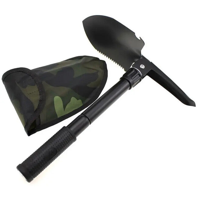 DRAGOWA Tactical Outdoor Πολυλειτουργικό Διπλώσιμο Φτυάρι με Τσεκούρι και Θήκη Ember, Μαύρο