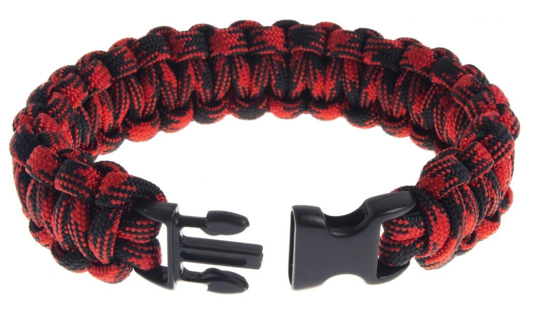 O&T Βραχιόλι Paracord με Πλαστική Αγκράφα, Κόκκινο-Μαύρο