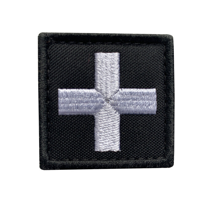 WARAGOD Embroidery Cross Medic Σήμα Patch, Μαύρο και Λευκό