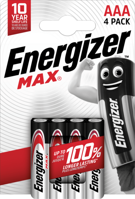 Energizer MAX Αλκαλικές Μπαταρίες AAA/E92, 4 τεμάχια