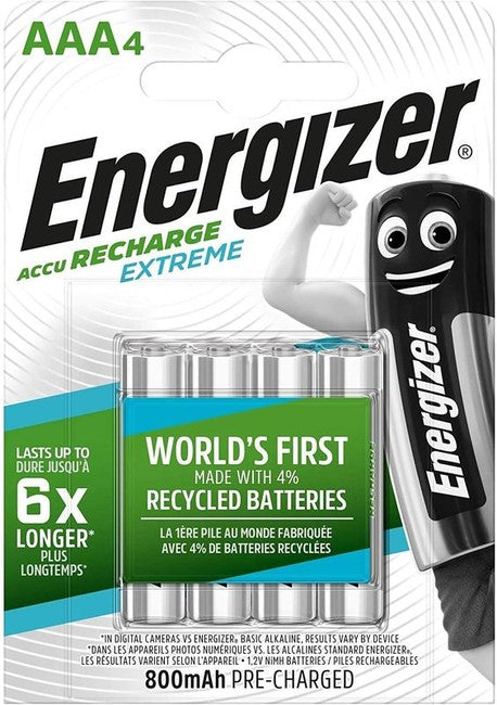 Energizer HR03 Extreme Επαναφορτιζόμενη Μπαταρία AAA 800mAh, 4 τεμάχια