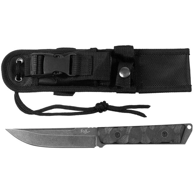 Fox Outdoor Fighter Μαχαίρι, Μαύρο, Λαβή G10, με Θήκη