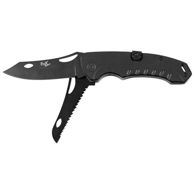 Fox Outdoor Jack Μαχαίρι Μονόχειρο 2 σε 1, Μαύρο, Λαβή G10