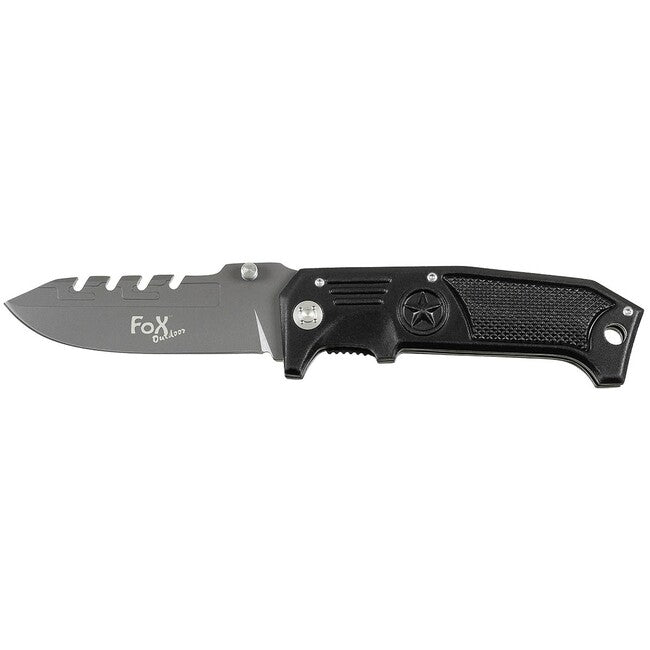 Fox Outdoor Jack Μονόχειρο Μαχαίρι Μεταλλική Λαβή, Μαύρο