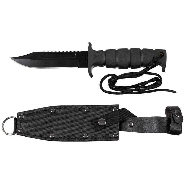 Fox Outdoor Pilot Μαχαίρι, Μαύρο, Λαστιχένια Λαβή, με Θήκη