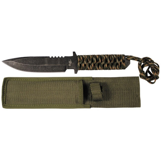 Fox Outdoor Μαχαίρι με Paracord Stonewashed, Μαύρο