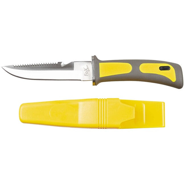 Fox Outdoor Μαχαίρι Κατάδυσης, Κίτρινο-Μαύρο, Καουτσούκ Λαβή, με Θήκη