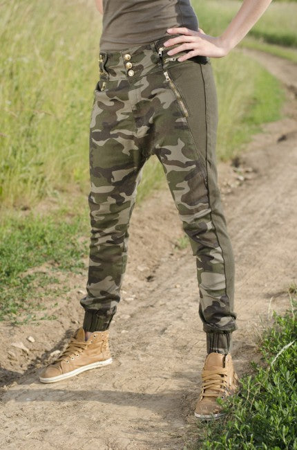 O&T Garment Παντελόνι γυναικείο denim με χαμηλό καβάλημα, woodland