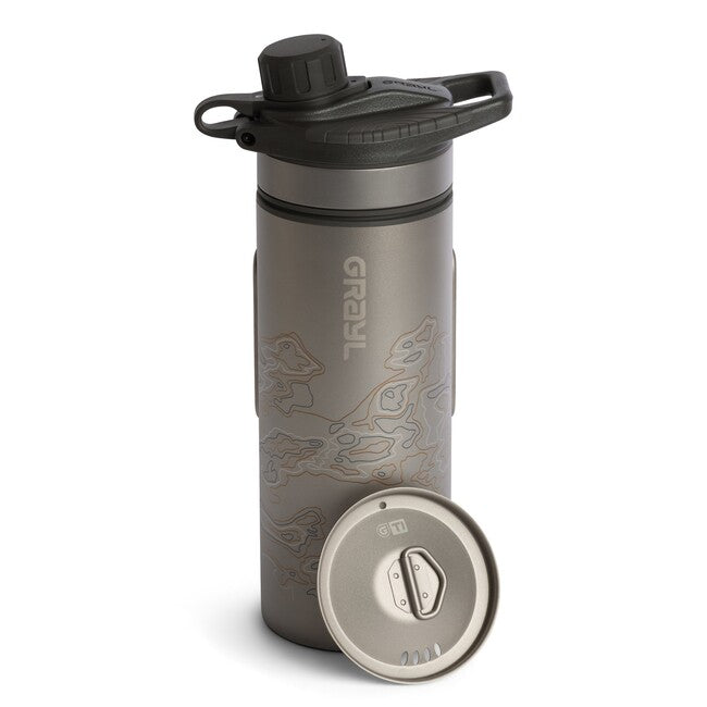 GRAYL GeoPress™ Titanium Purifier φιλτραρισμένο μπουκάλι + Cook Lid, Covert Black