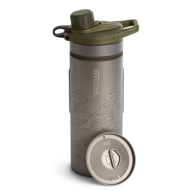 GRAYL GeoPress™ Purifier φιλτραρίσιμο μπουκάλι Titanium + Cook Lid, Olive Drab