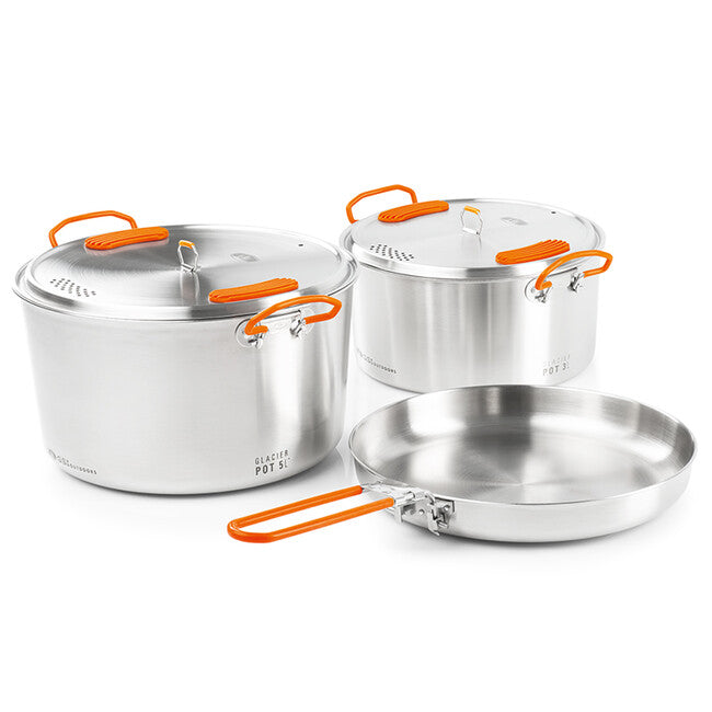 GSI Outdoors Σετ Κατσαρολών και Τηγάνια Ανοξείδωτου Χάλυβα 3 + 5 l