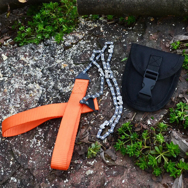 DRAGOWA Tactical Billy Τσέπης Αλυσιδωτό Πριόνι Επιβίωσης με Νάιλον Θήκη, Πορτοκαλί