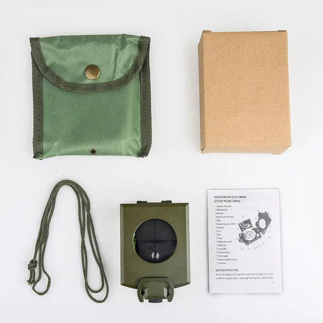 DRAGOWA Tactical Wally Σκληρό Πτυσσόμενο Μεταλλικό Πυξίδα με Θήκη, Πράσινο