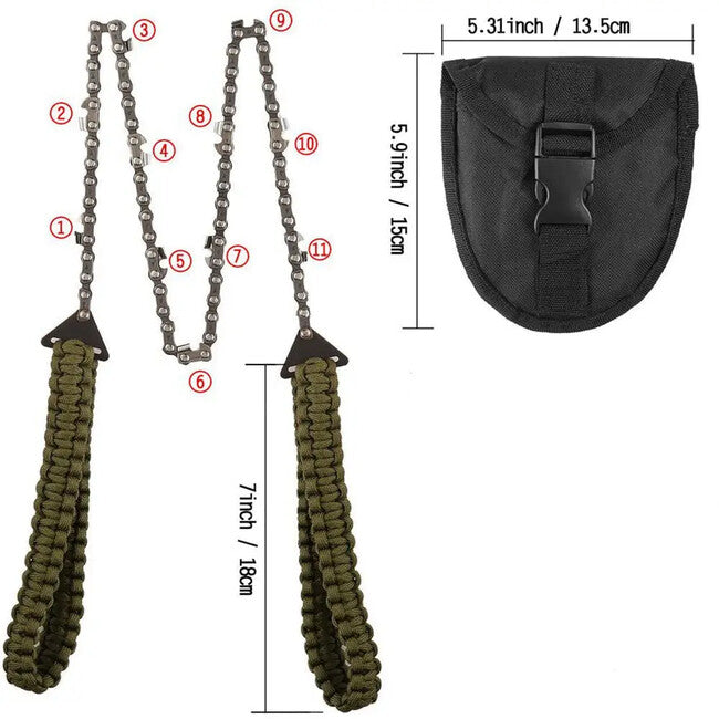 DRAGOWA Tactical Wander Τσέπης Αλυσοπρίονο με Paracord Λαβή, Πράσινο