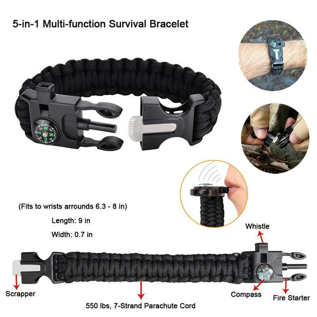 DRAGOWA Tactical Σετ Κατασκήνωσης Έκτακτης Ανάγκης Επιβίωσης, Ash, Μεγάλο
