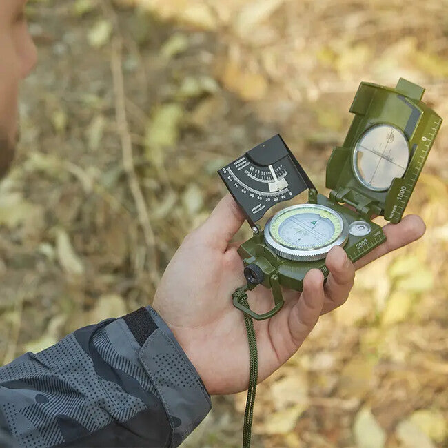 DRAGOWA Tactical Wally Σκληρό Πτυσσόμενο Μεταλλικό Πυξίδα με Θήκη, Πράσινο