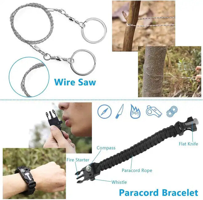 DRAGOWA Tactical Σετ Κατασκήνωσης Έκτακτης Ανάγκης Επιβίωσης, Ash, Μεγάλο