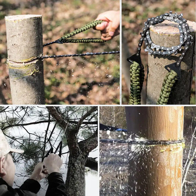 DRAGOWA Tactical Wander Τσέπης Αλυσοπρίονο με Paracord Λαβή, Πράσινο