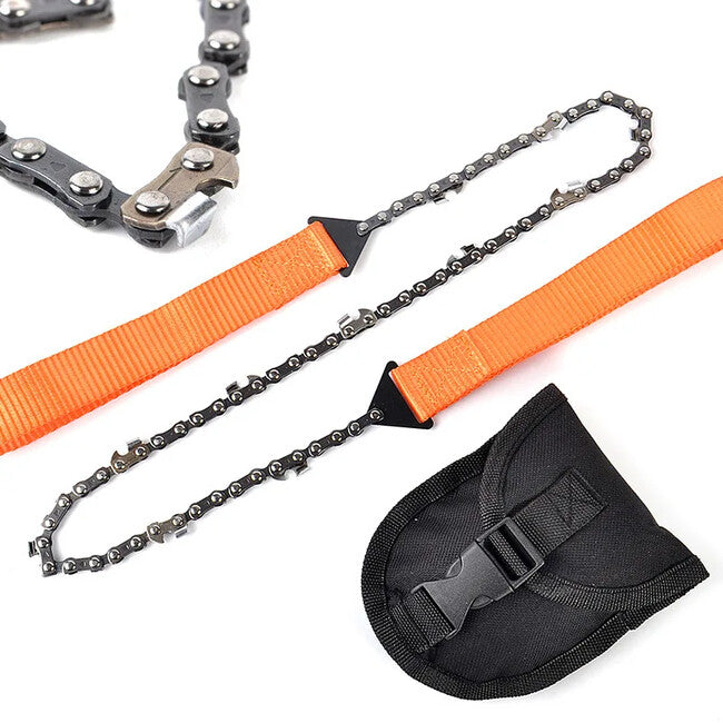 DRAGOWA Tactical Billy Τσέπης Αλυσιδωτό Πριόνι Επιβίωσης με Νάιλον Θήκη, Πορτοκαλί