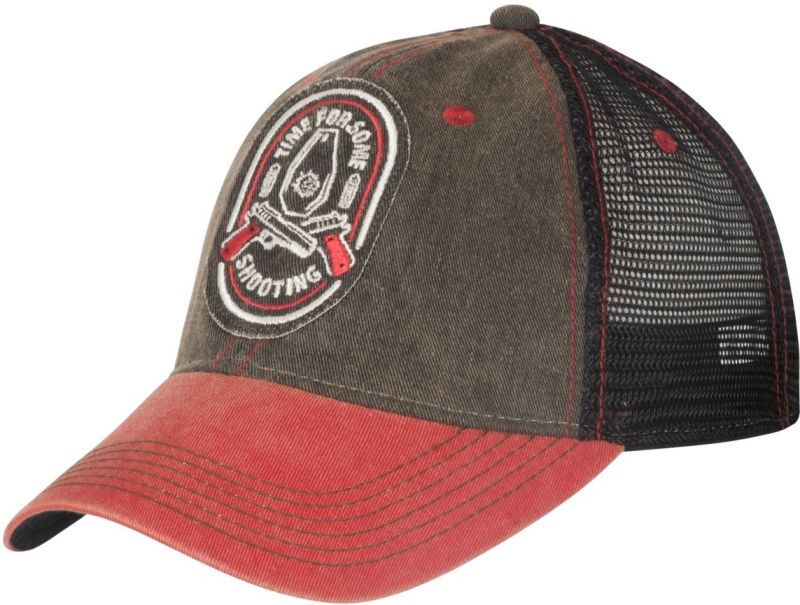 Helikon-Tex Shooting Time Trucker Καπέλο, Dirty Washed Cotton, Dirty Washed Black / Red