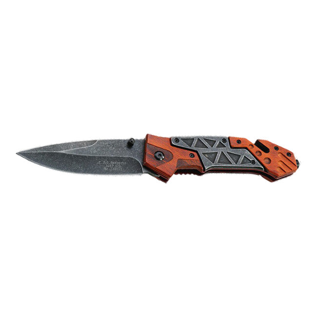 Herbertz Μαχαίρι Διάσωσης, Ξύλο Pakka, Ανοξείδωτο, Stonewash, 9,2 cm