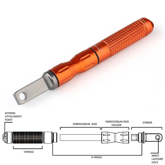 DRAGOWA Tactical Redflame Τσέπης Αδιάβροχο Πυρσέν Μαγνησίου, Πορτοκαλί