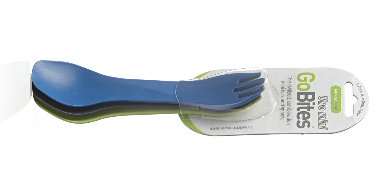 Humangear GoBites UNO Σκεύη Φαγητού Mini 3 τεμάχια, μπλε, γκρι, πράσινο