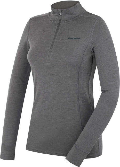 HUSKY Aron women's merino sweatshirt Zip, dk. grey green