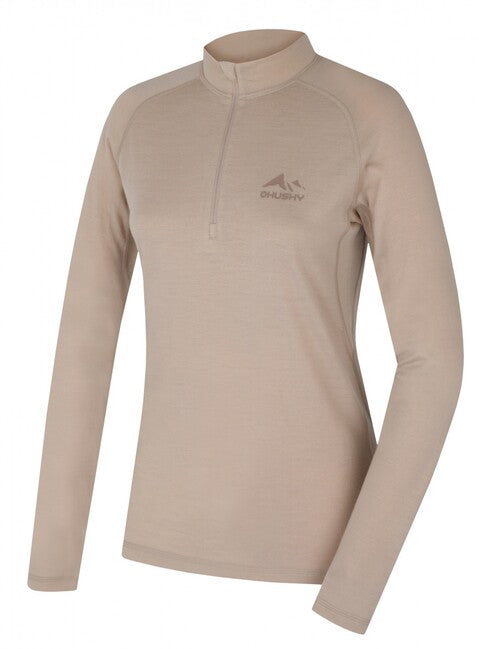 HUSKY Merow Zip θερμικό t-shirt γυναικείο με φερμουάρ, μπεζ