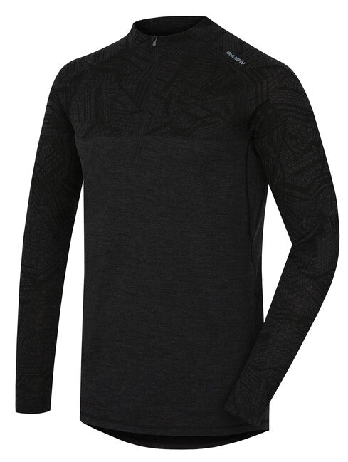 HUSKY Merino ανδρικό θερμικό εσώρουχο ζιβάγο με φερμουάρ, μαύρο