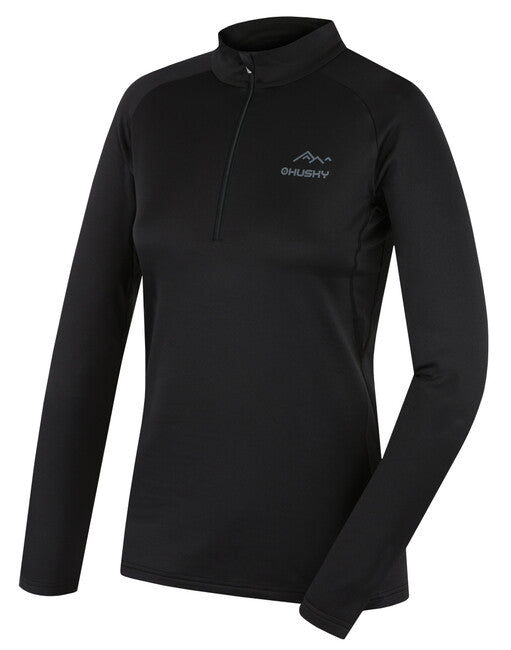 HUSKY Active Winter θερμικό μπλουζάκι μακρυμάνικο με τρία zips, μαύρο, L