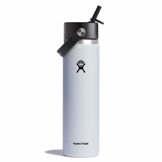Hydro Flask Wide Mouth 24 OZ θερμική φιάλη με στόμιο Flex Straw Cap 710 ml Ευρύ, λευκό